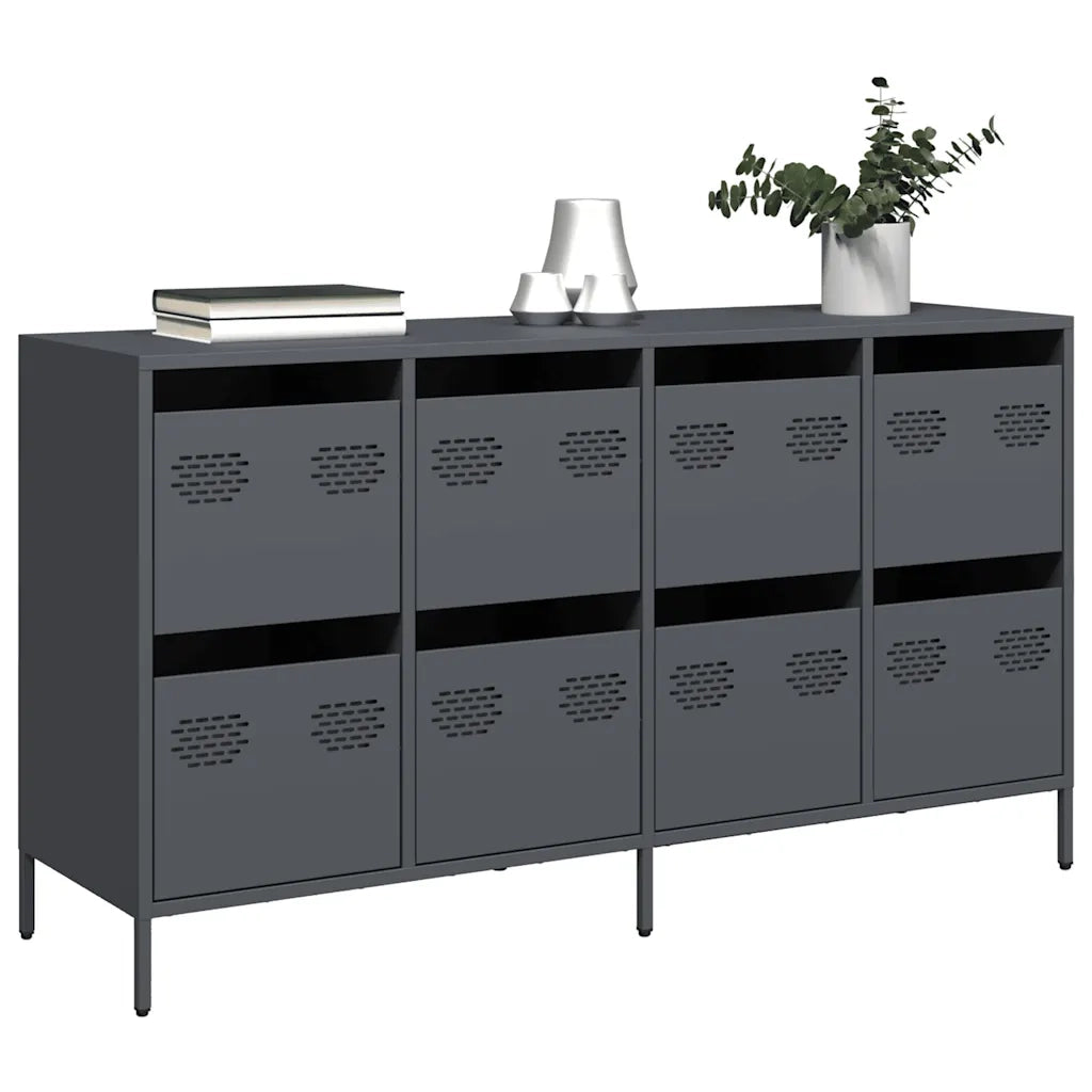 Credenza Antracite 135x39x73,5 cm in Acciaio Laminato a Freddo