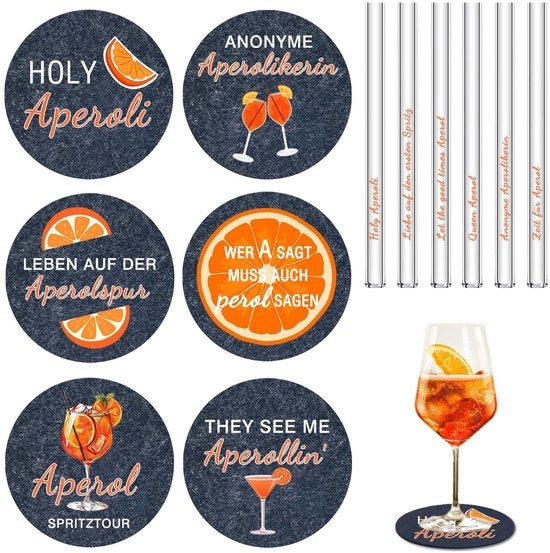 Set di Regali Aperol Spritz 12 pezzi Incluso bicchieri Aperol tappi Aperol vassoio sottopiatto Accessori Aperol Spritz per donne uomini colleghi amici familiari