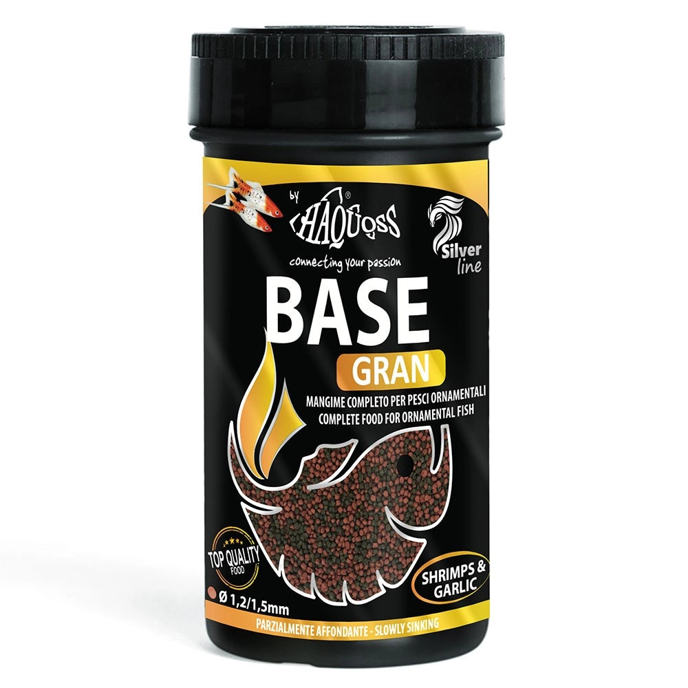 Haquoss Base Gran - mangime in granuli con beta-glucano e astaxanthina per tutti i pesci Tropicali Formato: 250 ml