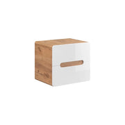 Mobile sottolavabo ERBANO – Quercia chiara e bianco lucido – 60x53 cm – 2 cassetti – Da appendere