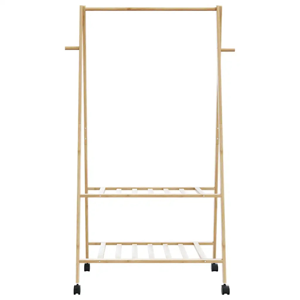 Appendiabiti con Ripiani e Ruote 96x45,5x155,5 cm in Bambù 4008907