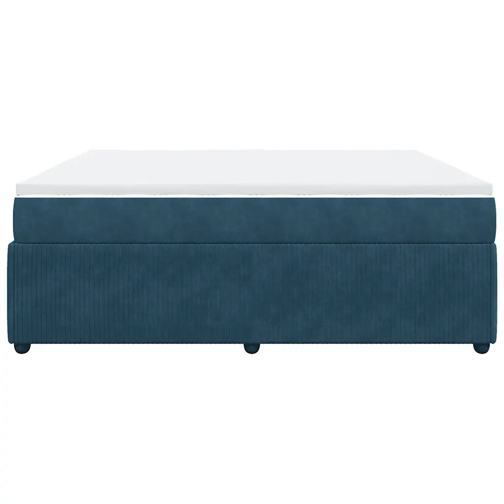 vidaXL Giroletto a Molle con Materasso Blu Scuro 200x200 cm in Velluto