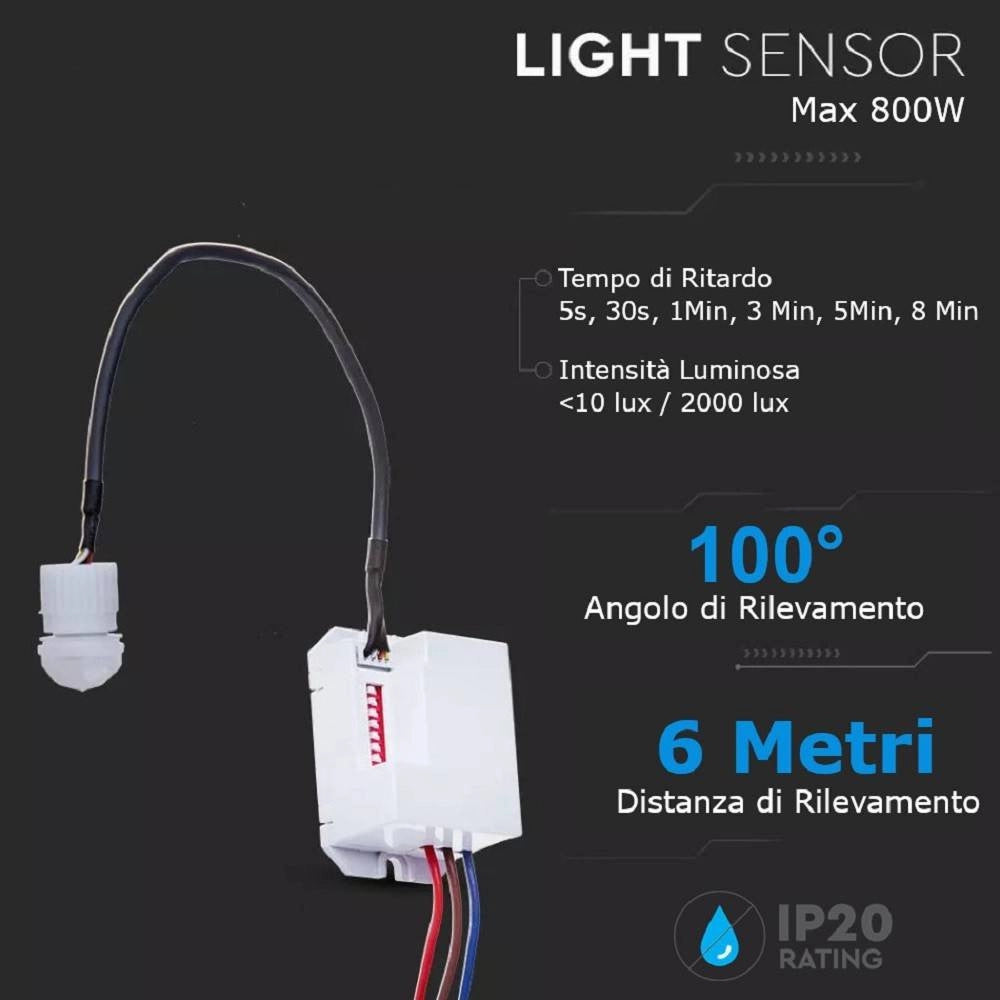 Trade Shop - Sensore Di Movimento A Infrarossi Bianco Per Lampade Led Max 800 W Ip20 Ycb1050 -