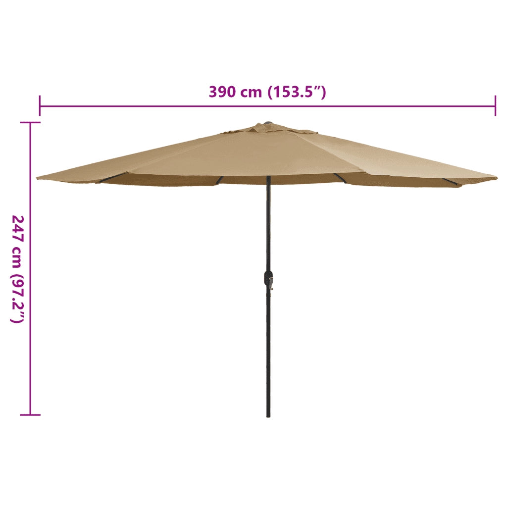 Ombrellone da Giardino con Palo in Metallo 390 cm Tortora 47381