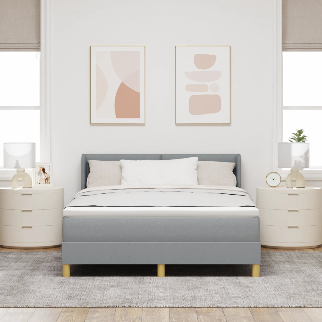 Letto a molle con materasso Grigio chiaro 160x200 cm Tessuto
