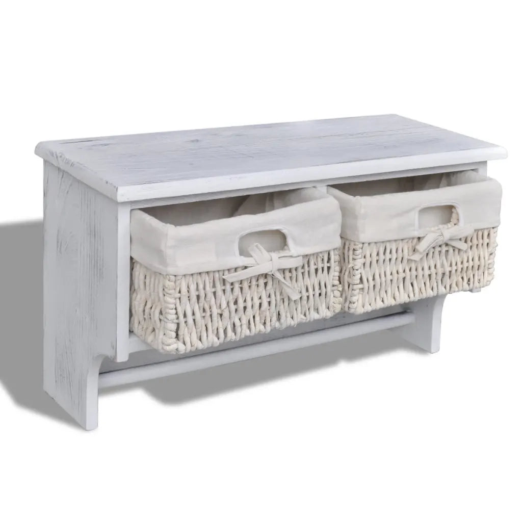 Mensola da Parete Bianca 60x23,5x33 cm in Legno di Paulownia 240792