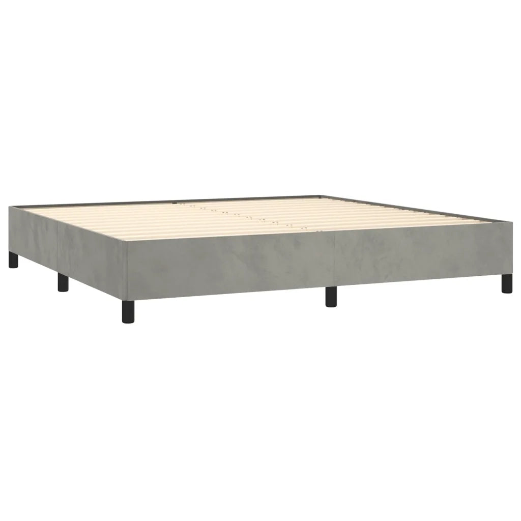 Giroletto a Molle con Materasso Grigio Chiaro 200x200cm Velluto cod mxl 43131
