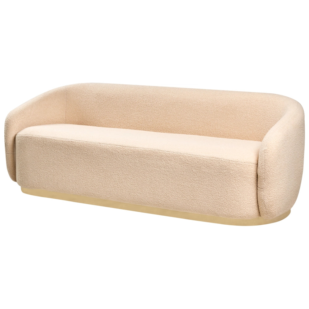 Divano a 2 posti Beige Boucle Tessuto Tappezzeria Divano Minimalista Mobili Soggiorno