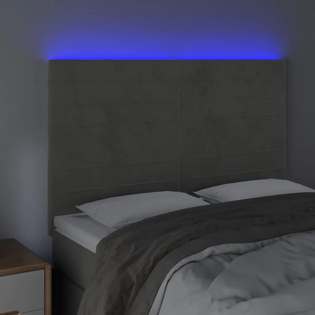 Testiera | Testata a LED Grigio Chiaro 144x5x118/128 cm in Velluto