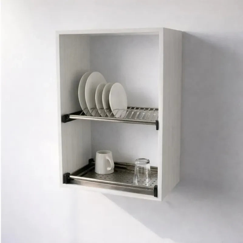 Pensile Scolapiatti H 72X L 60X P 33 Completo Di Scolapiatti In Acciaio Inox. Spedizione In Kit In Colore Larice Bianco