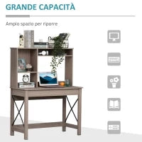 Scrivania per Computer Moderna con Ripiani Aperti, Scrivania con Libreria in Legno, Tavolo Porta PC per Computer, per Ufficio, Studio e Camera da Letto, 105x50x137.5cm, Marrone