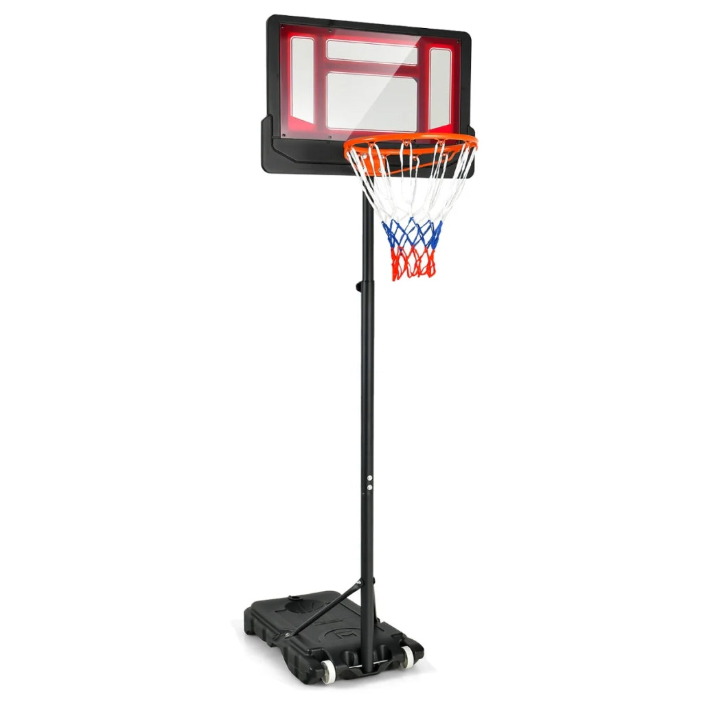 Canestro da basket regolabile per bambini 90 x 76 x 250 cm per uso interno ed esterno con ruote integrate stile moderno rosso PE 20_0019535