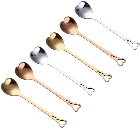 Lepel a forma di cuore - Lepels in acciaio inossidabile - Minilepels - Per caffè/gelato/cake - 14,3 cm - Sostenibile e confortevole
