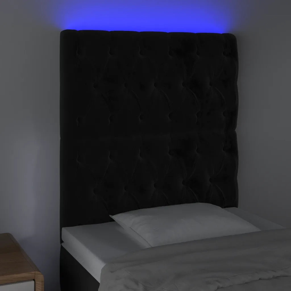 Testiera | Testata a LED Nera 80x7x118/128 cm in Velluto