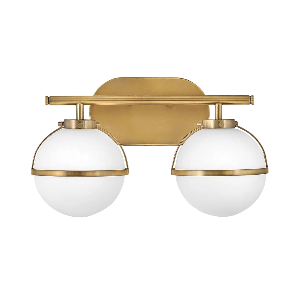 Applique bagno Hollis ottone 2 sfere bianche E14 Hinkley