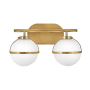 Applique bagno Hollis ottone 2 sfere bianche E14 Hinkley