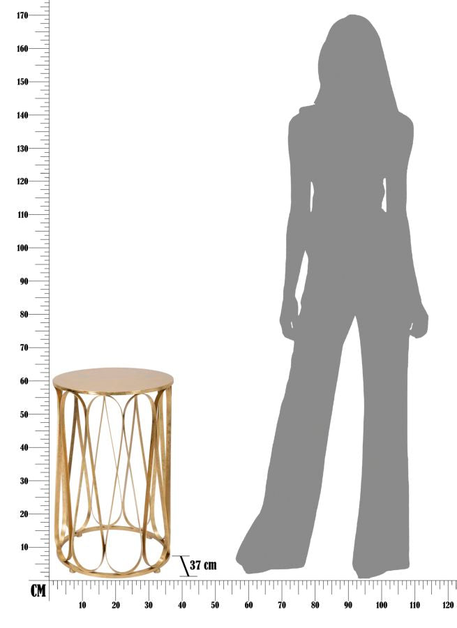 Tavolinetto Venice Ø37x58 cm in Ferro Oro