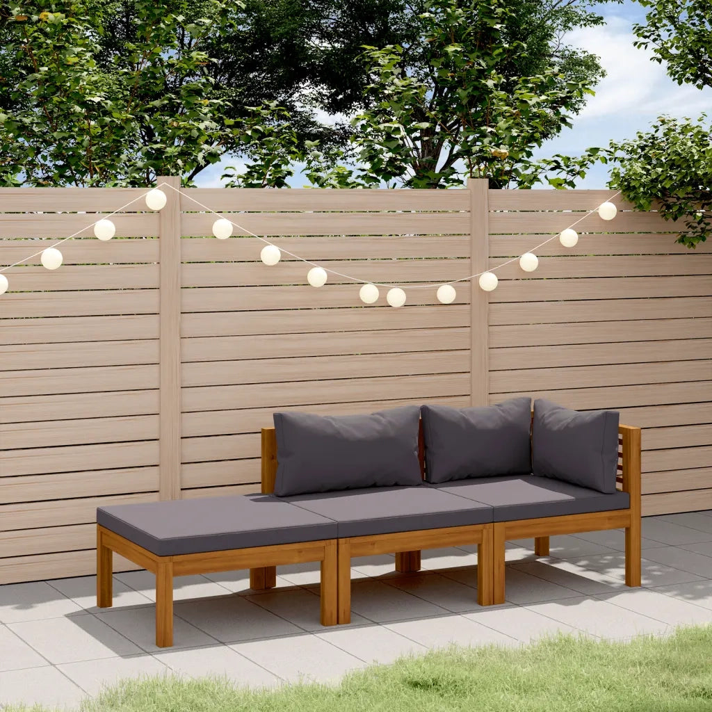 Set Divani da Giardino 3 pz con Cuscini in Massello di Acacia cod mxl 46348