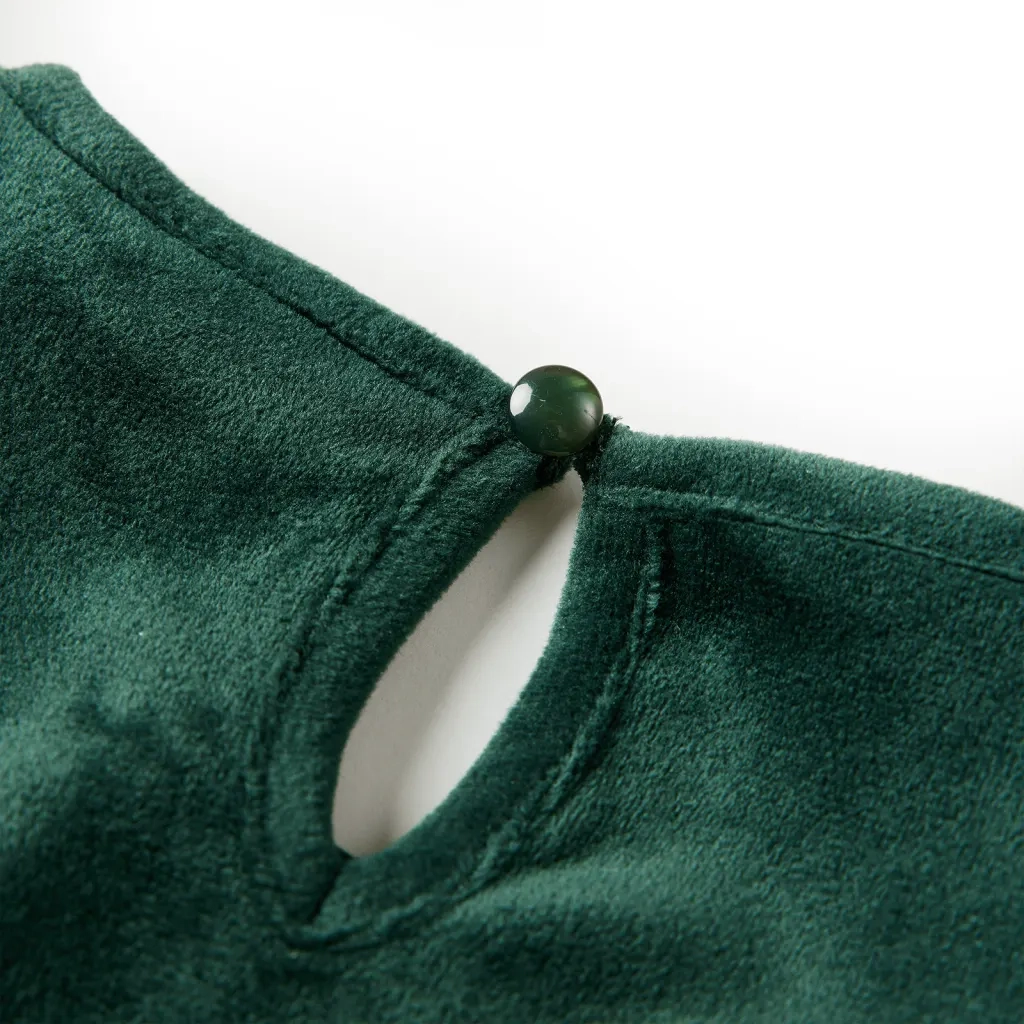 Camicetta da Bambina con Arricciature Verde Scuro 128 15109