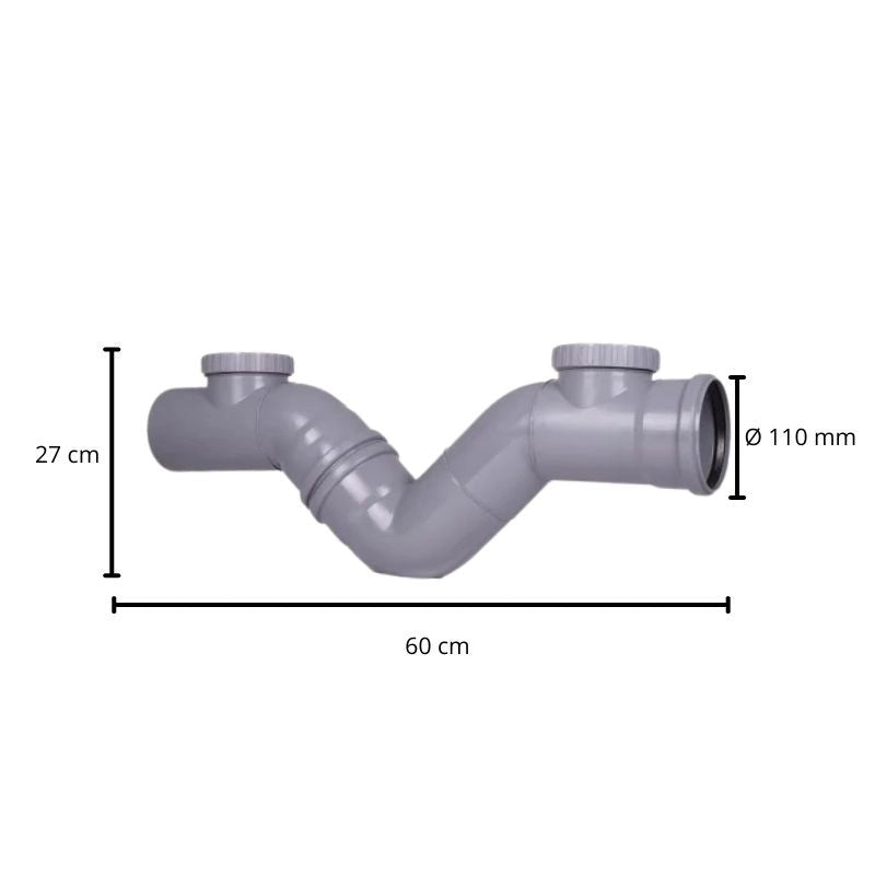 Sifone firenze orizzontale in polipropilene (2 Tappi) : Diametro - 110