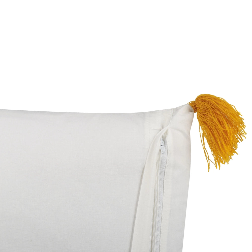 Cuscino decorativo giallo e bianco 45 x 45 cm stampa a mano rivestimenti sfoderabili cerniera motivo floreale