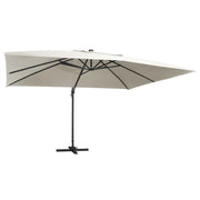 Ombrellone a braccio con luci LED alluminio 400 x 300 cm colore sabbia 02_0008451