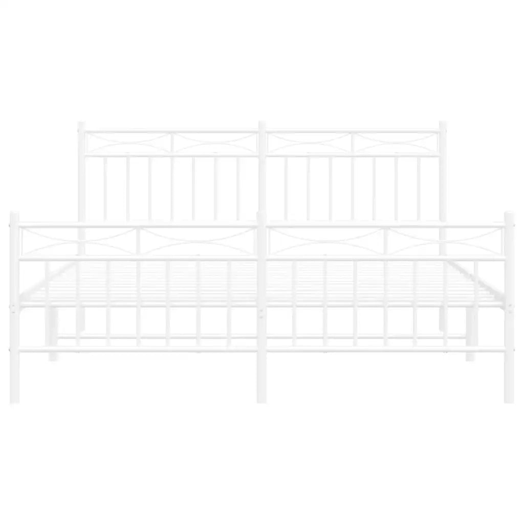 Giroletto con Testiera e Pediera Metallo Bianco 150x200 cm 373760
