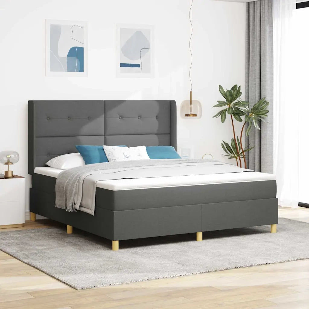Letto a molle con materasso Grigio scuro 180 x 200 cm Tessuto 3341848