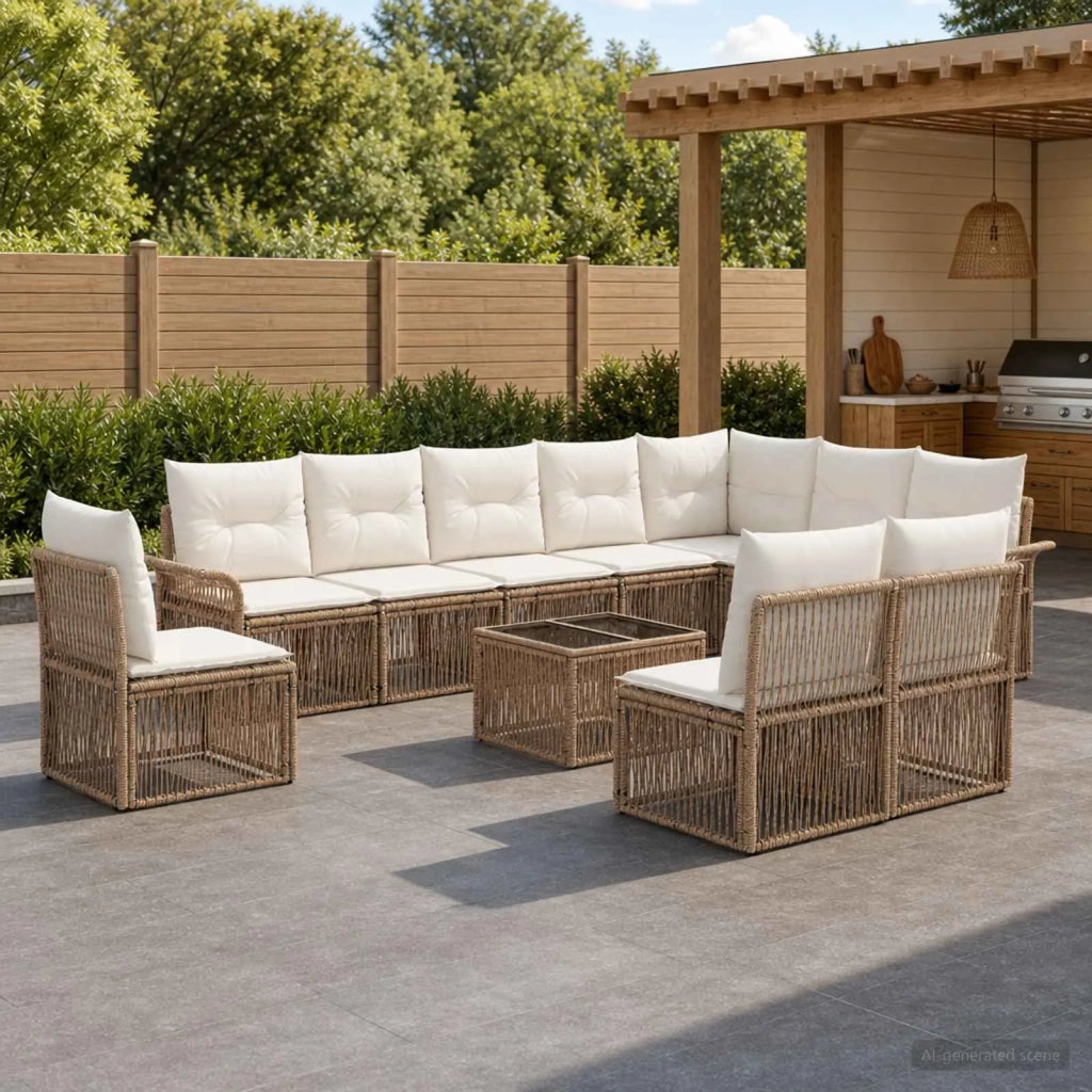 Set Divano da Giardino 11 pcs Beige polyrattan 3434862