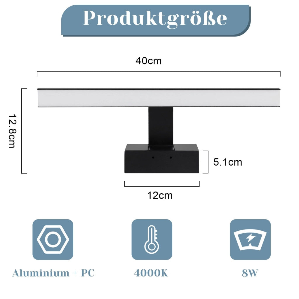 ZMH Lampada da specchio per bagno a LED nera 40CM IP44 bianco neutro Applique da parete per cantina
