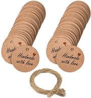 Etichette decorative a mano 200 pezzi - Etichette per decorazione - 3 cm - Etichette per Henneptouw 40 m - Etichette per cartone