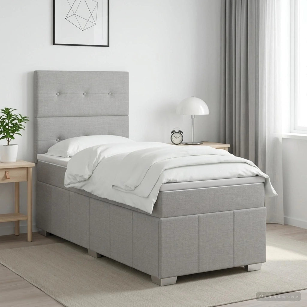 Letto Box Spring LED con Materasso Grigio Chiaro 80 x 200 cm 3455472