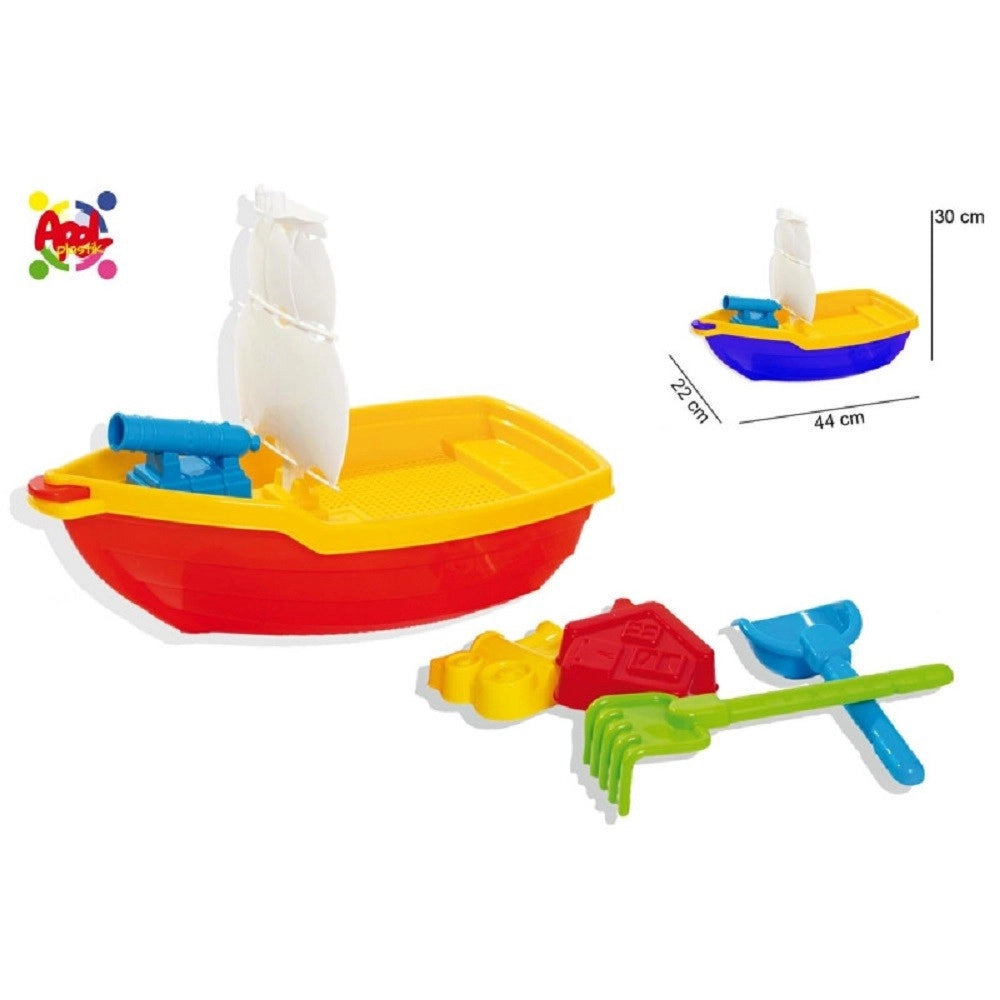 Trade Shop - Set Galeone Con Palette + Accessori Mare Giochi Spiaggia Estate Bambini 114725 -