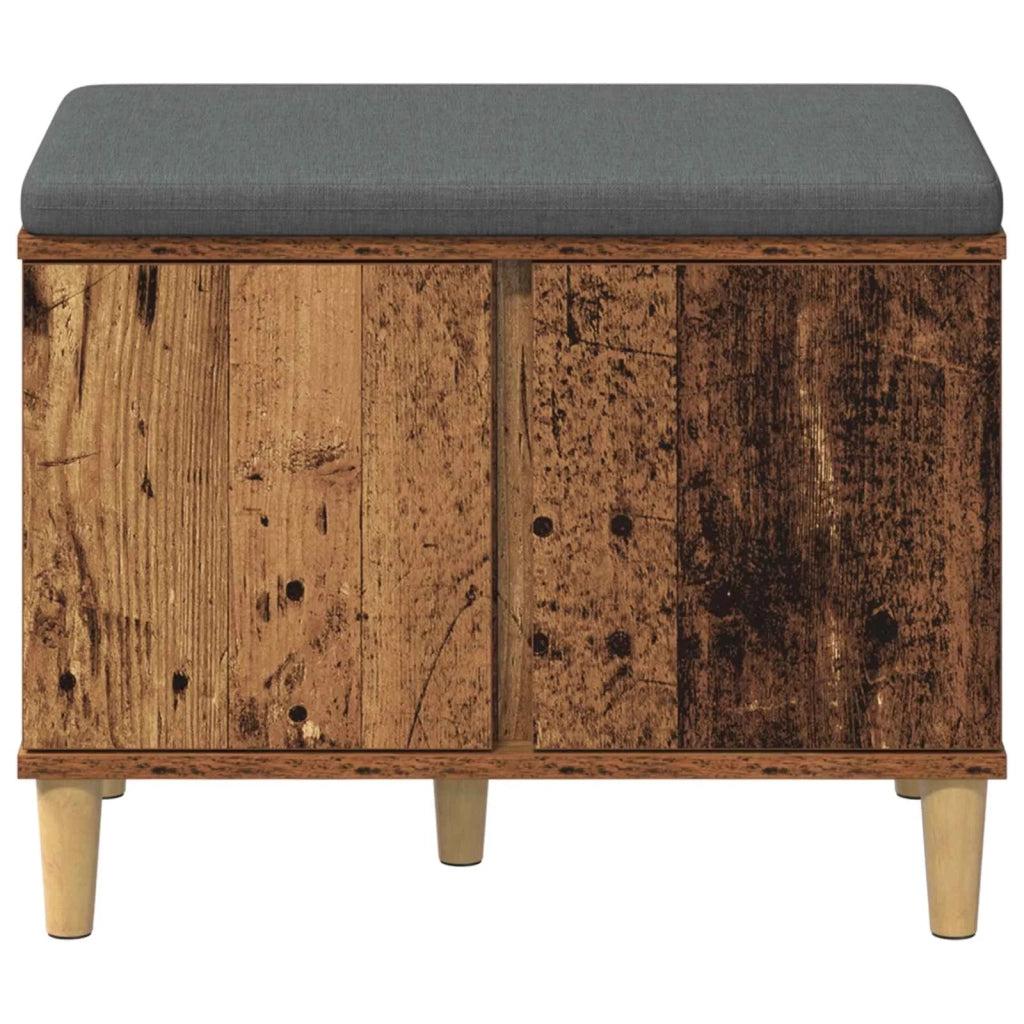 Panca per ingresso con cuscino Legno vecchio 60 x 38 x 46 cm 891526