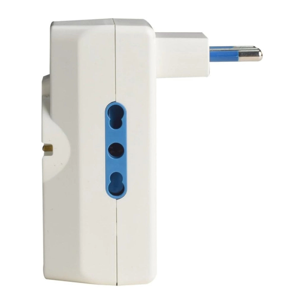 Adattatore con Interruttore Spina 10A con 2 Prese Bipasso 10A/16A 1 Presa Universale e 2 USB A 5V/3A 250V Max 1500W