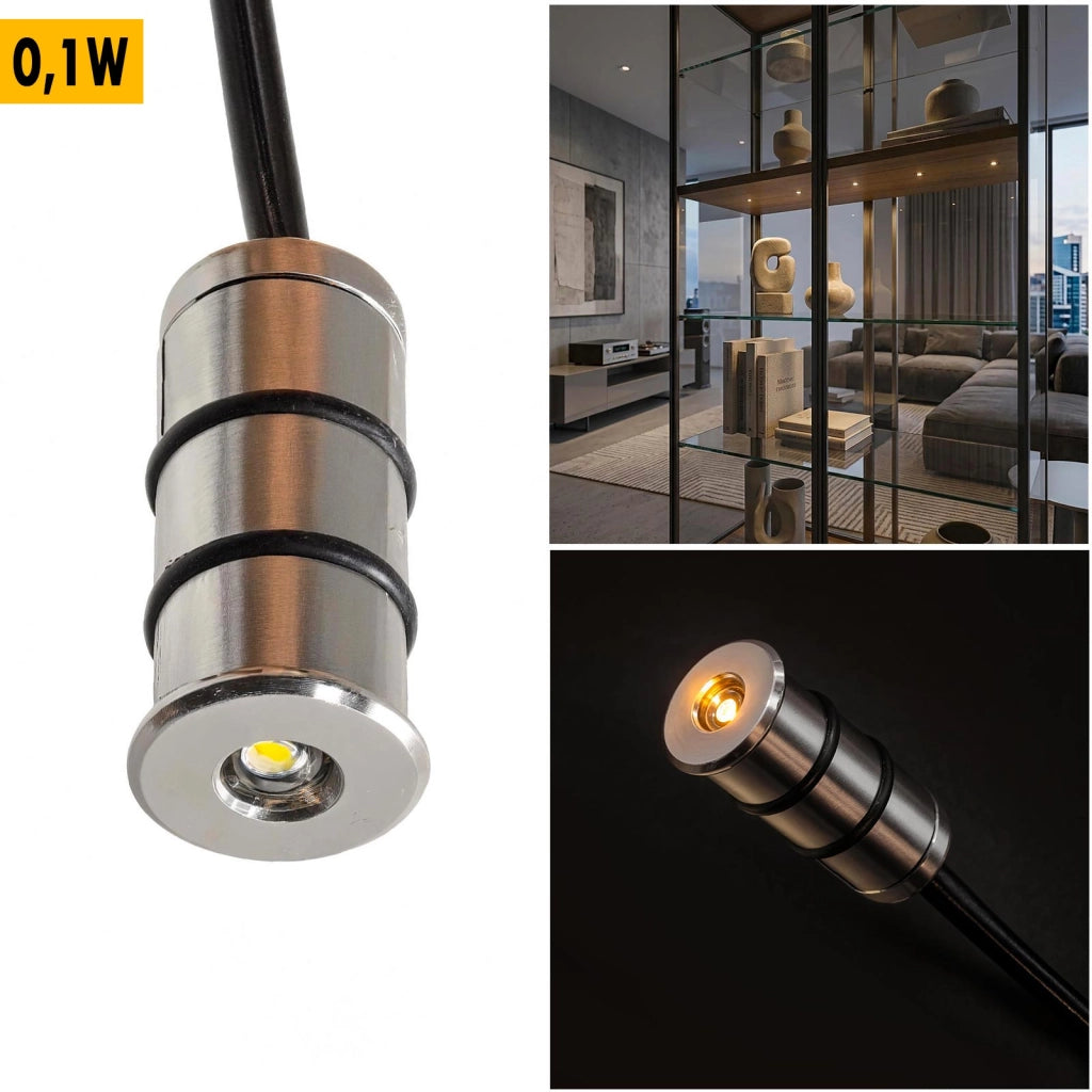 Mini Faretto Punto Luce Spot 12V da Incasso LED 0,1W Basso Consumo Indicatore Luminoso per Mensole Ripiani Ascensore Auto 6500K