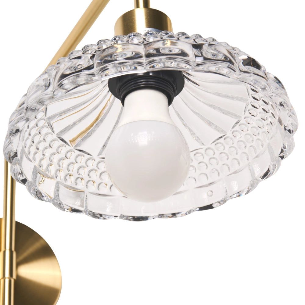 Lampada da parete in ferro dorato con paralume in vetro a tamburo per camera da letto e soggiorno stile moderno industriale