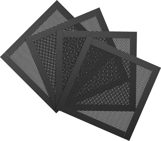 Filtro a stoffa per ventilatore di computer, 4-pack, ventilatore PC con cornice magnetica, filtro a stoffa per PC, copertura PVC impermeabile a stoffa, grills per ventilatore di computer - nero