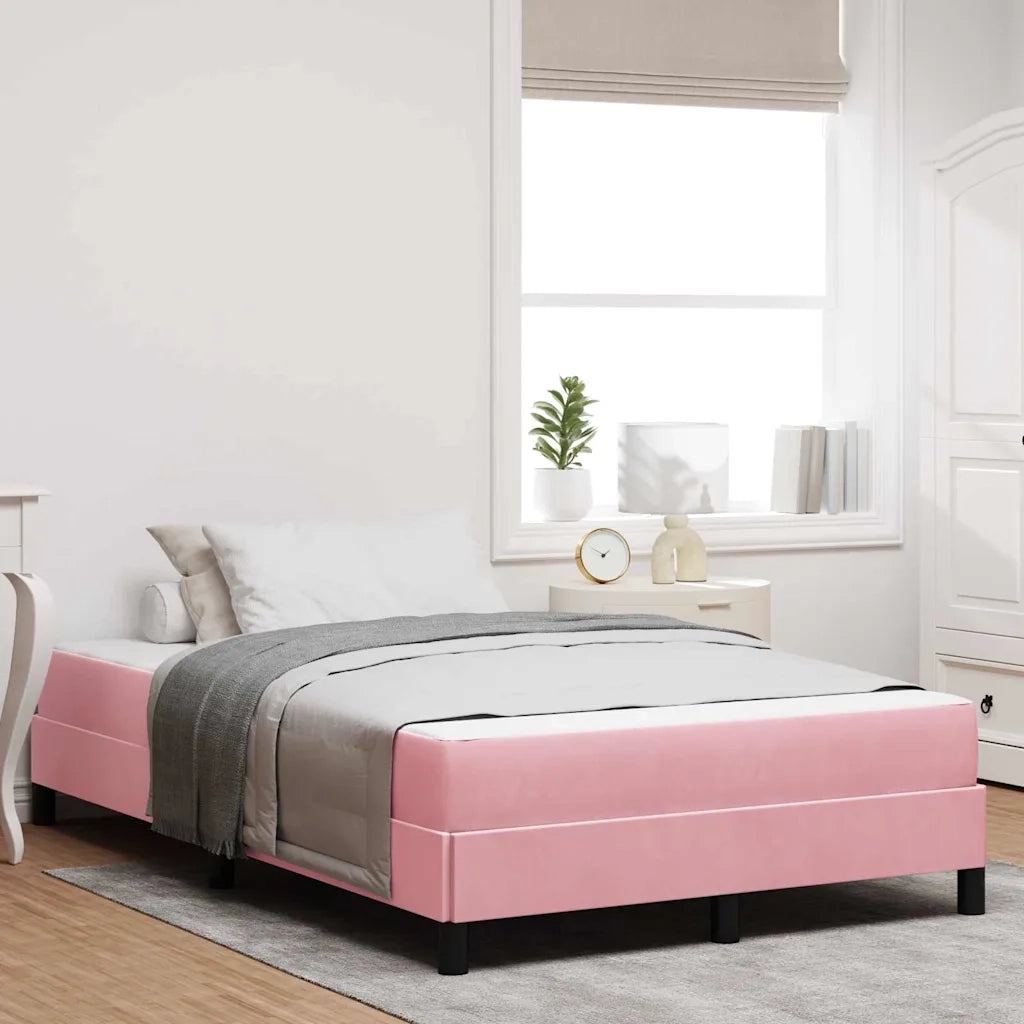 vidaXL Letto box spring con materasso Rosa 120 x 190 cm Velluto