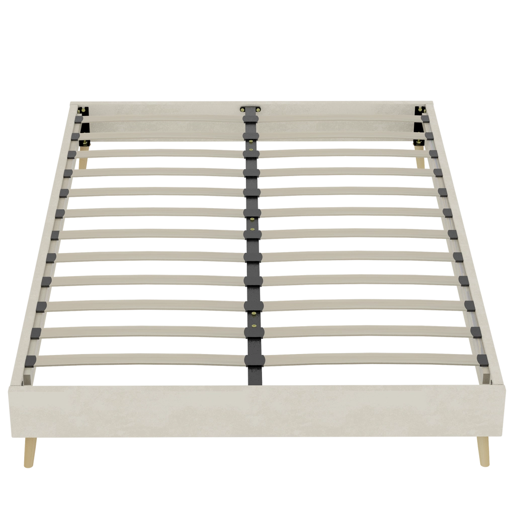 LETTO Piattaforma 160x200 cm Beige in Tessuto e Metallo