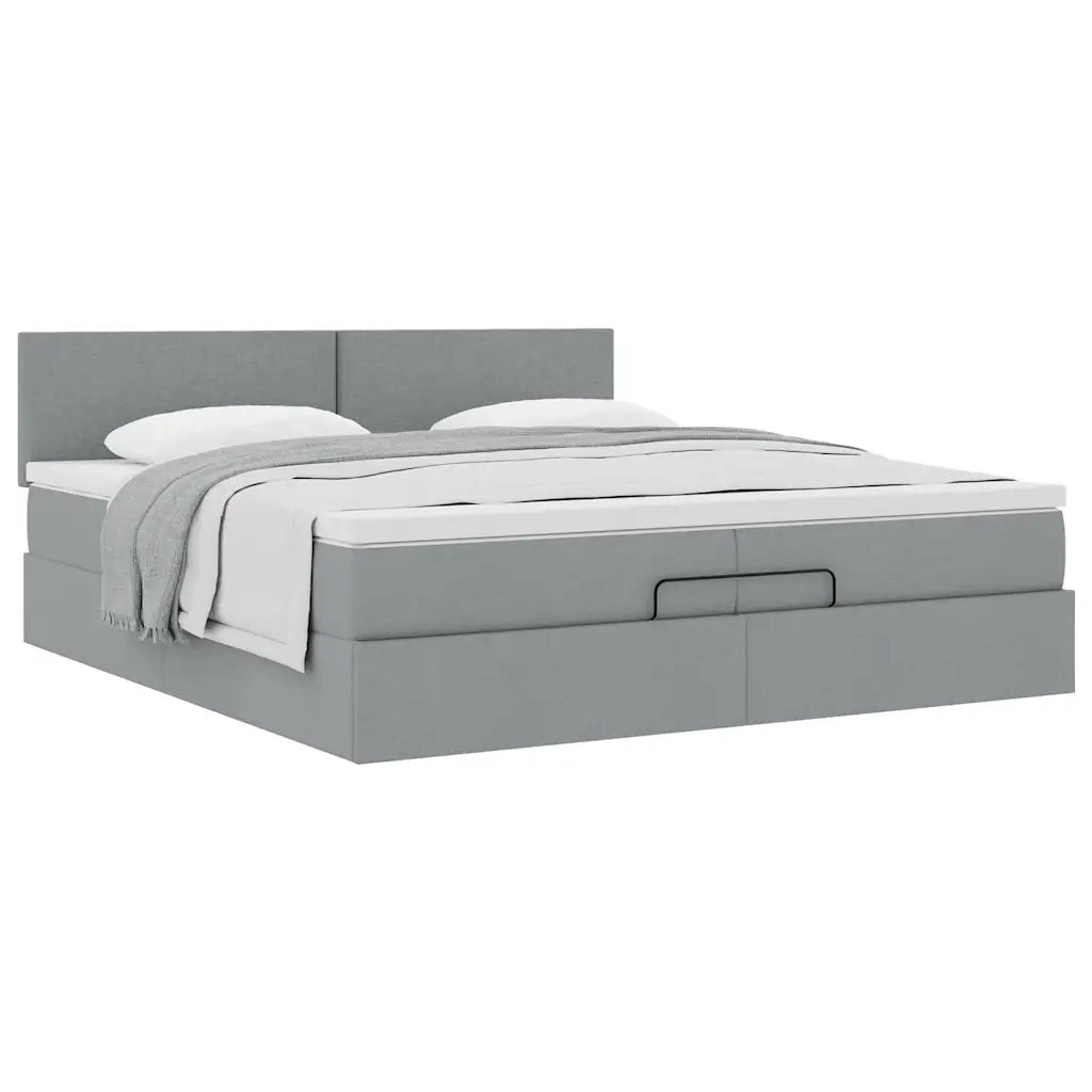 vidaXL Struttura Letto Pouf con Materasso 200x200 cm in Tessuto