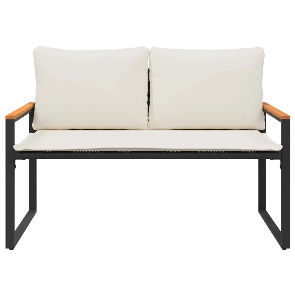 Panca da Giardino | Panchina Nero e Bianco Crema 115 x 65 x 72 cm Rattan
