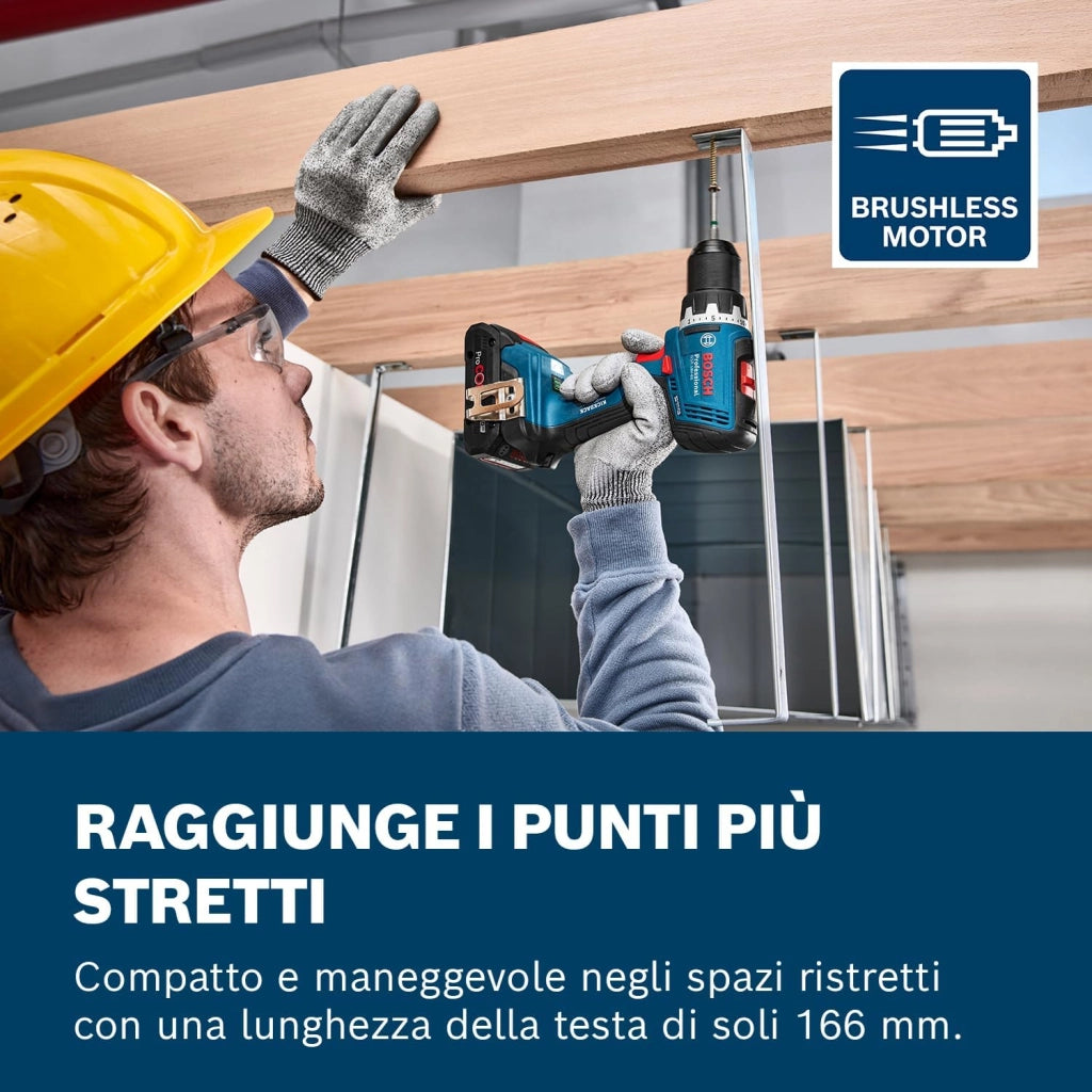 Bosch Professional 18V System Trapano-avvitatore a batteria GSR 18V-65 (motore brushless, lunghezza della testa 166, incl. 2 batterie GBA 4.0Ah, 82AC, L-Case)