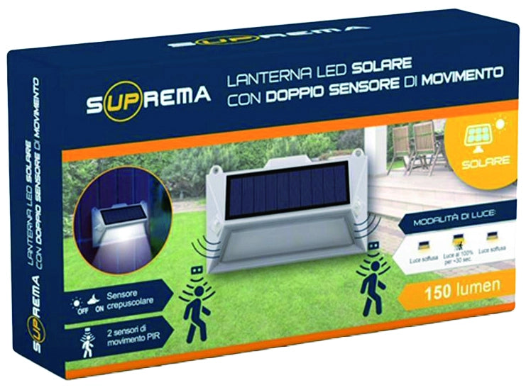 Lampada Solare con Doppio Sensore di Movimento 18 LED 0 2 Watt 150 Lumen