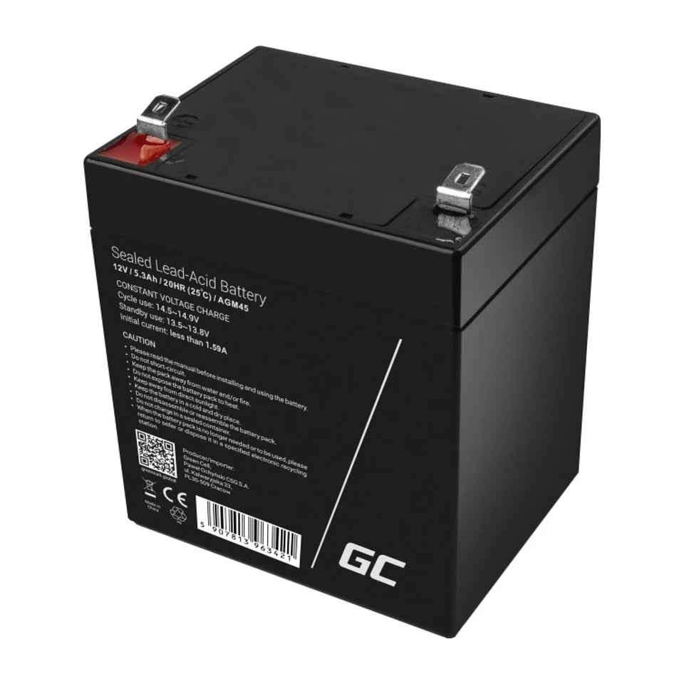Batteria UPS al piombo sigillata Green Cell AGM45 (VRLA) 12 V 5,3 Ah
