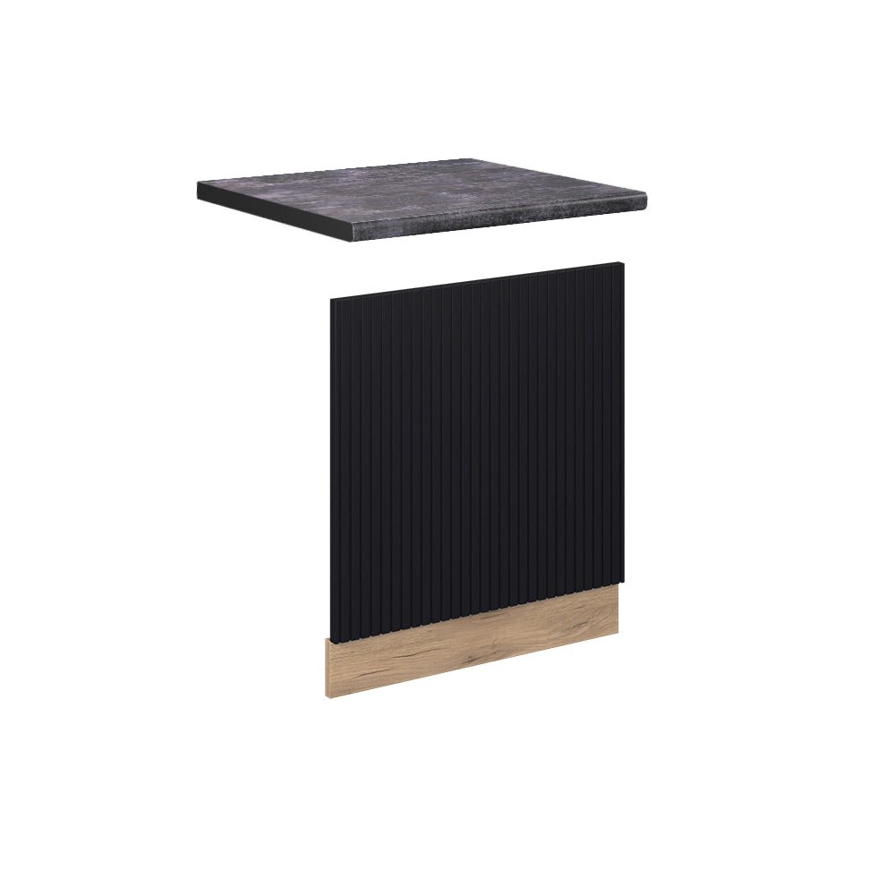 Pannello frontale Fame-Line Nero rigato/Rovere dorato 60 cm, PL Antracite Vicco