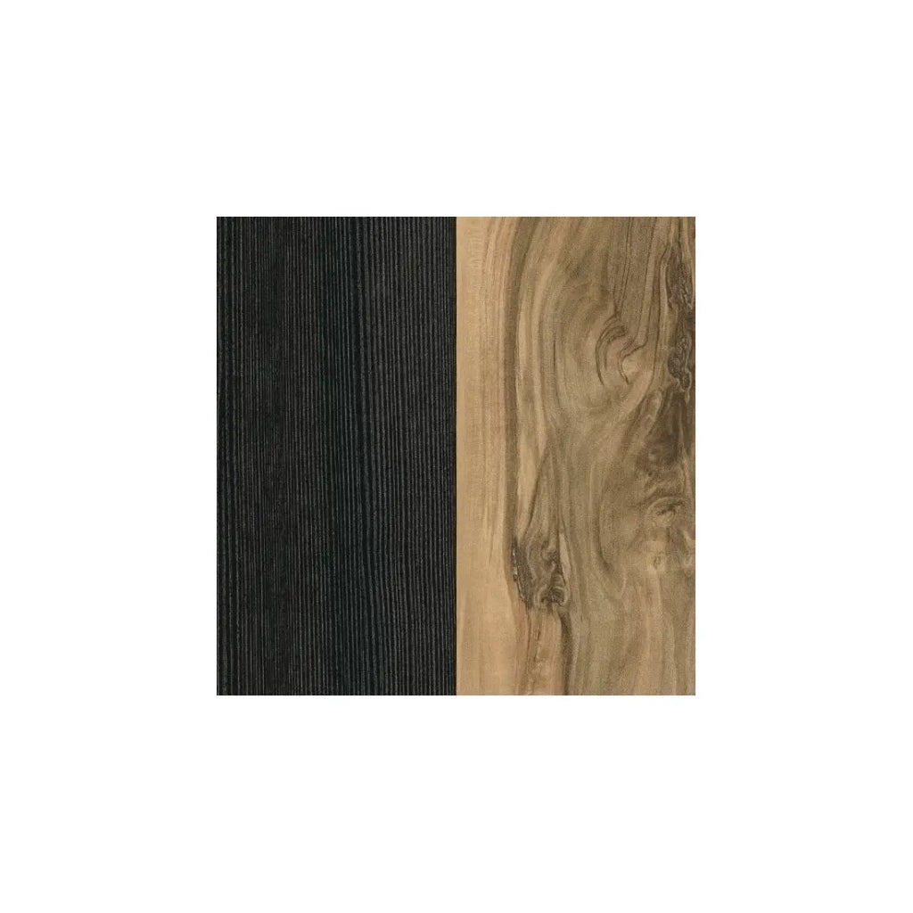 Scaffale da parete color noce e nero effetto legno. Collezione SANTIAGO.
