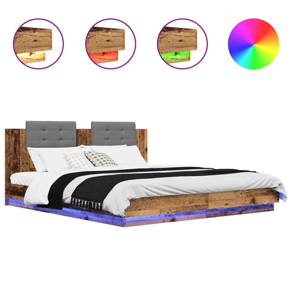 Letto matrimoniale | Letto per adulti | Struttura letto con testata Legno vecchio 180 x 200 cm
