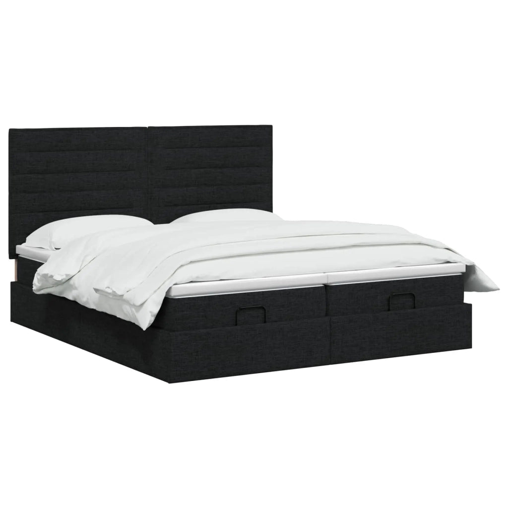 Letto Ottomano con Materasso e LED Nero 160 x 200 cm Tessuto 3458411