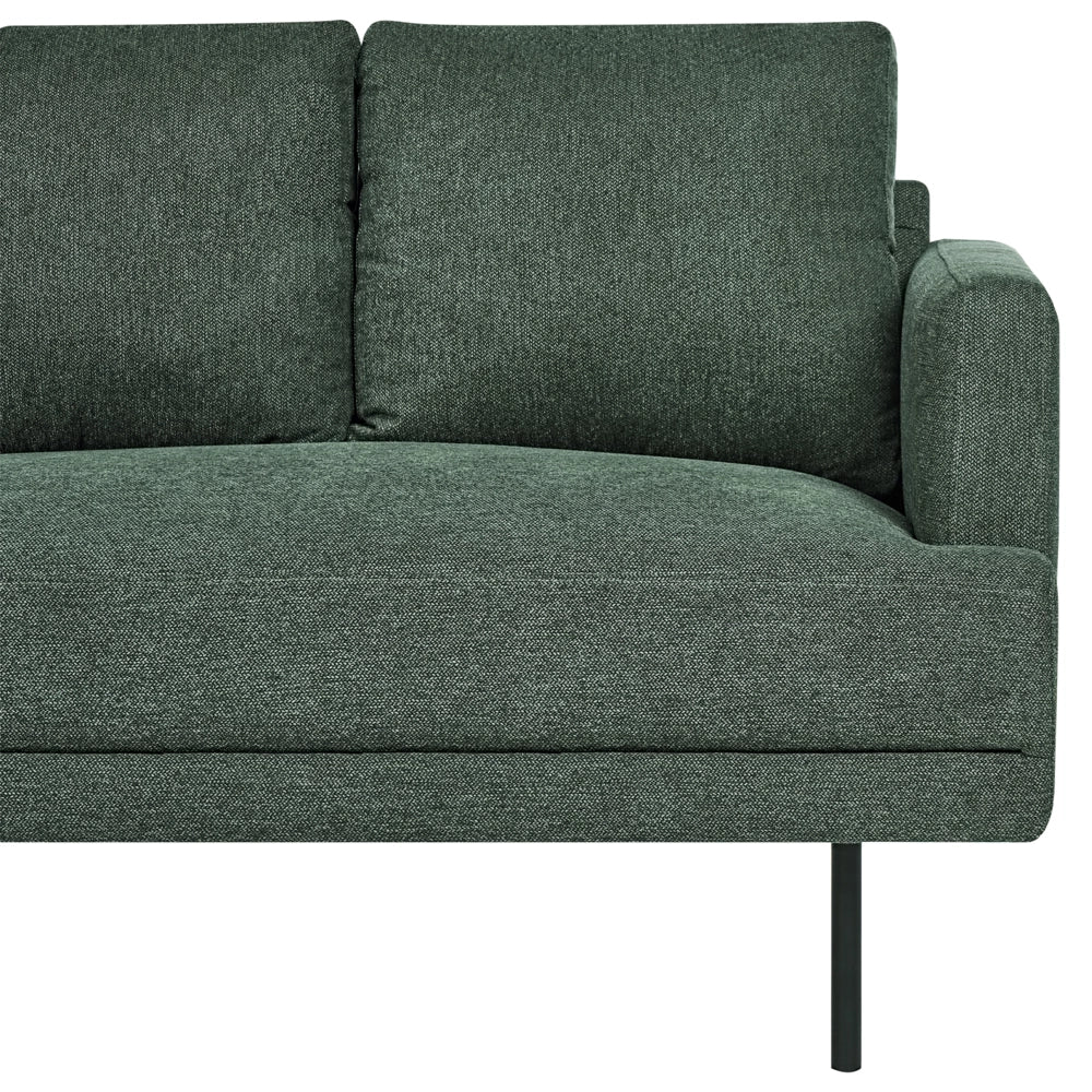 Divano angolare destro in poliestere verde scuro Divano a 4 posti imbottito con gambe in metallo, tessuto e schienale imbottito, moderno e minimalista